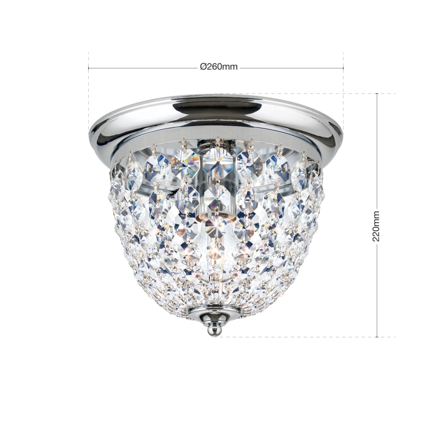 Kristalna stropna svjetiljka PLAFOND 1xE27/40W/230V pr. 26 cm sjajni krom