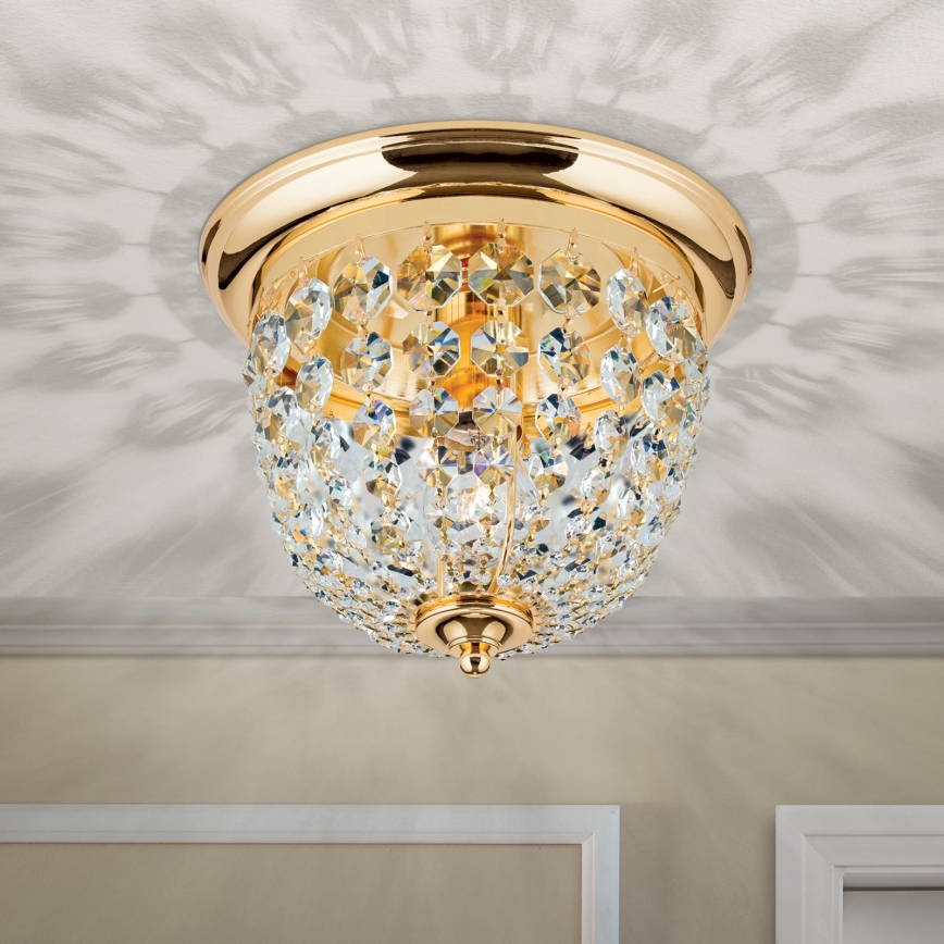 Kristalna stropna svjetiljka PLAFOND 1xE27/40W/230V pr. 26 cm zlatna