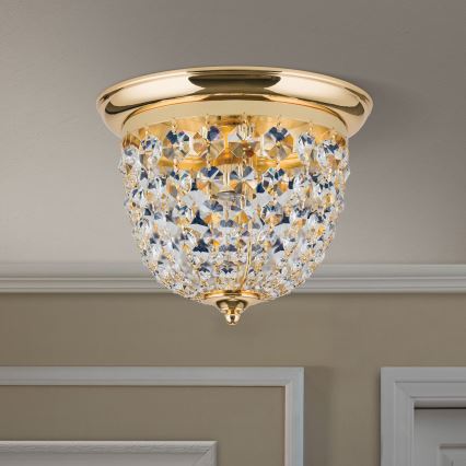 Kristalna stropna svjetiljka PLAFOND 1xE27/40W/230V pr. 26 cm zlatna