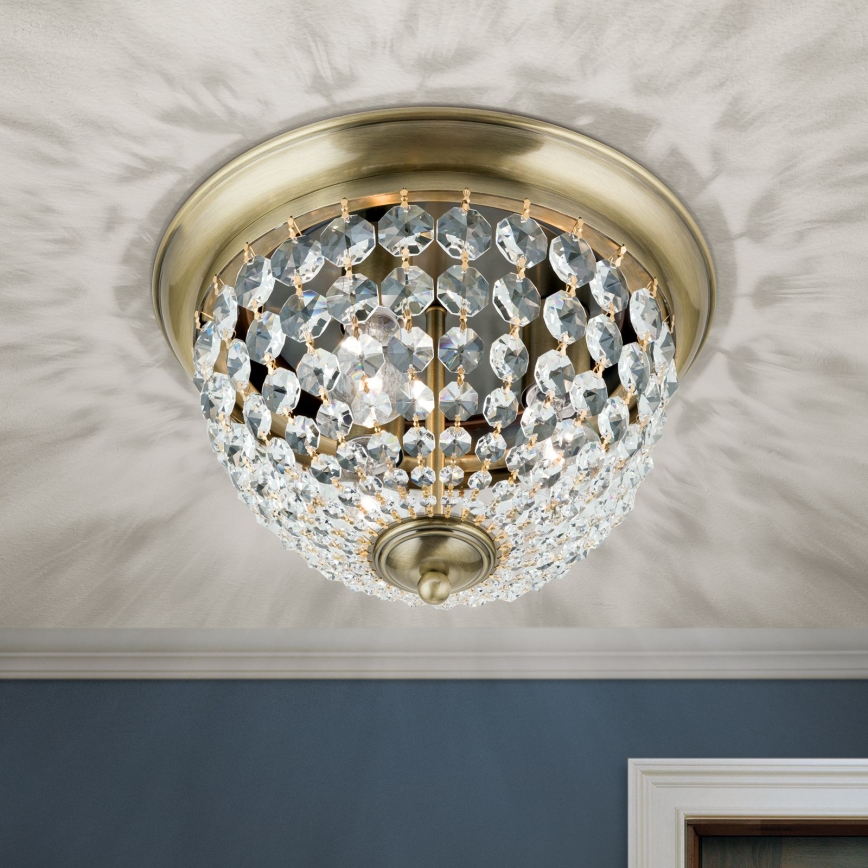 Kristalna stropna svjetiljka PLAFOND 3xE27/40W/230V pr. 35 cm bronca