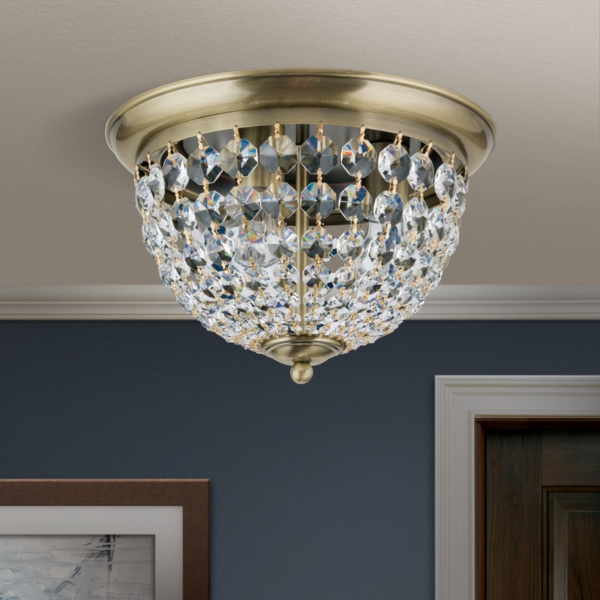 Kristalna stropna svjetiljka PLAFOND 3xE27/40W/230V pr. 35 cm bronca