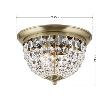 Kristalna stropna svjetiljka PLAFOND 3xE27/40W/230V pr. 35 cm bronca