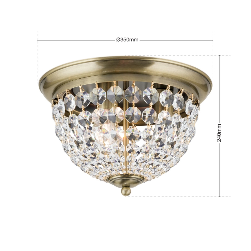 Kristalna stropna svjetiljka PLAFOND 3xE27/40W/230V pr. 35 cm bronca