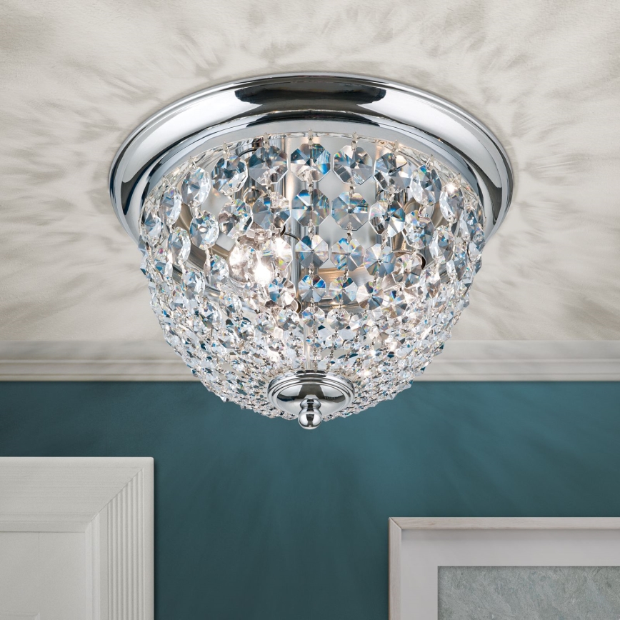 Kristalna stropna svjetiljka PLAFOND 3xE27/40W/230V pr. 35 cm sjajni krom