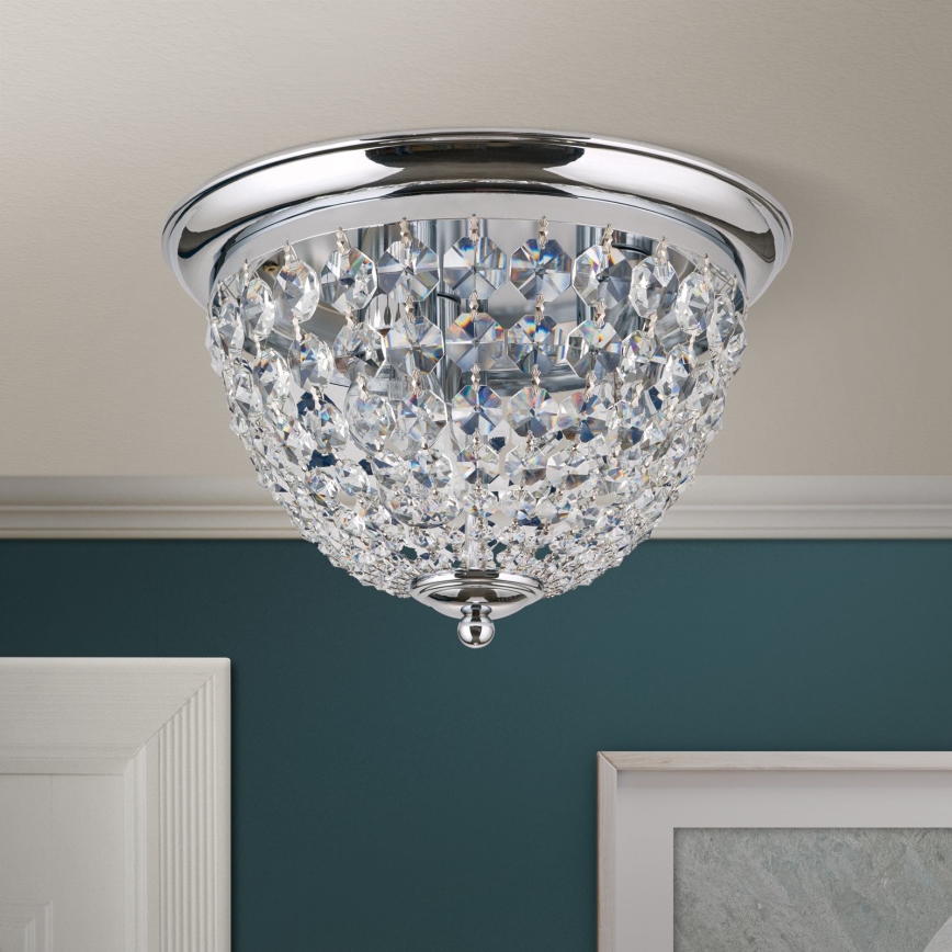 Kristalna stropna svjetiljka PLAFOND 3xE27/40W/230V pr. 35 cm sjajni krom