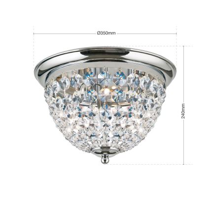 Kristalna stropna svjetiljka PLAFOND 3xE27/40W/230V pr. 35 cm sjajni krom