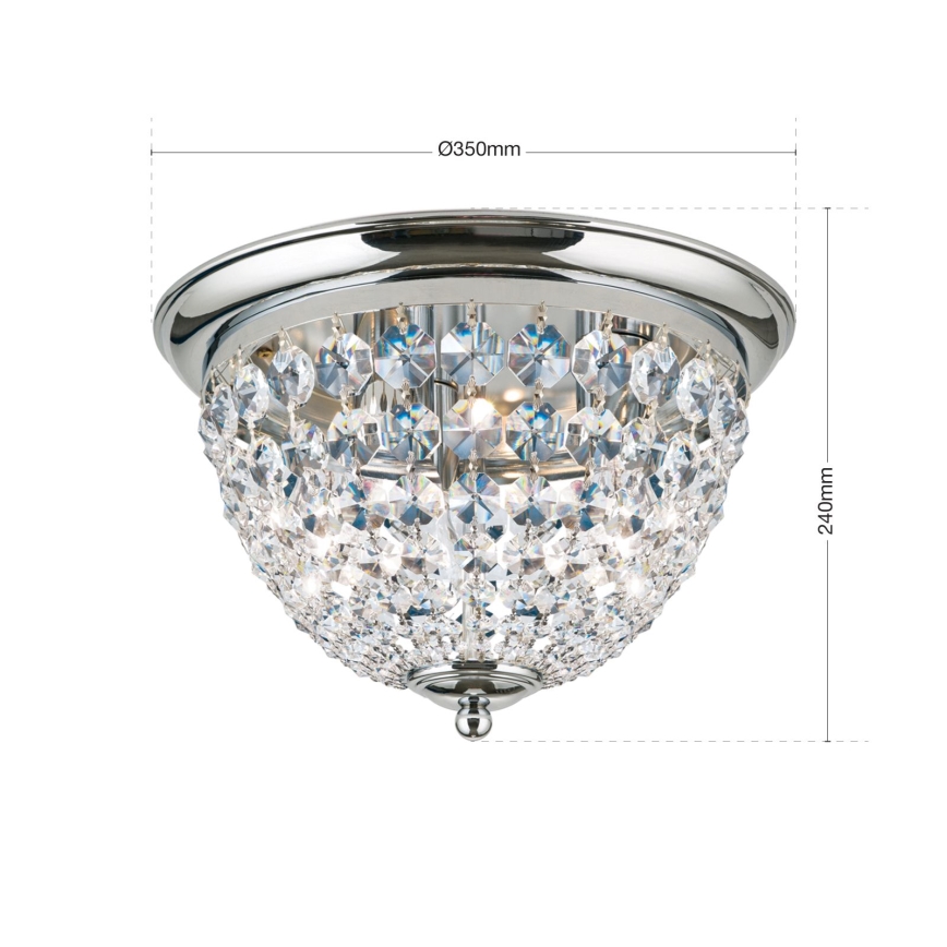 Kristalna stropna svjetiljka PLAFOND 3xE27/40W/230V pr. 35 cm sjajni krom