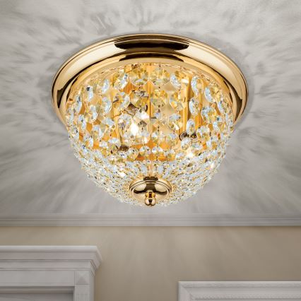 Kristalna stropna svjetiljka PLAFOND 3xE27/40W/230V pr. 35 cm zlatna