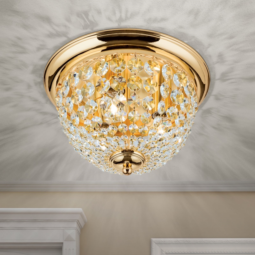 Kristalna stropna svjetiljka PLAFOND 3xE27/40W/230V pr. 35 cm zlatna