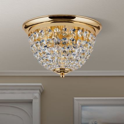Kristalna stropna svjetiljka PLAFOND 3xE27/40W/230V pr. 35 cm zlatna