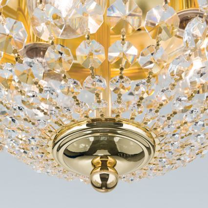 Kristalna stropna svjetiljka PLAFOND 3xE27/40W/230V pr. 35 cm zlatna