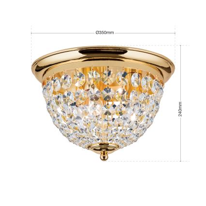 Kristalna stropna svjetiljka PLAFOND 3xE27/40W/230V pr. 35 cm zlatna