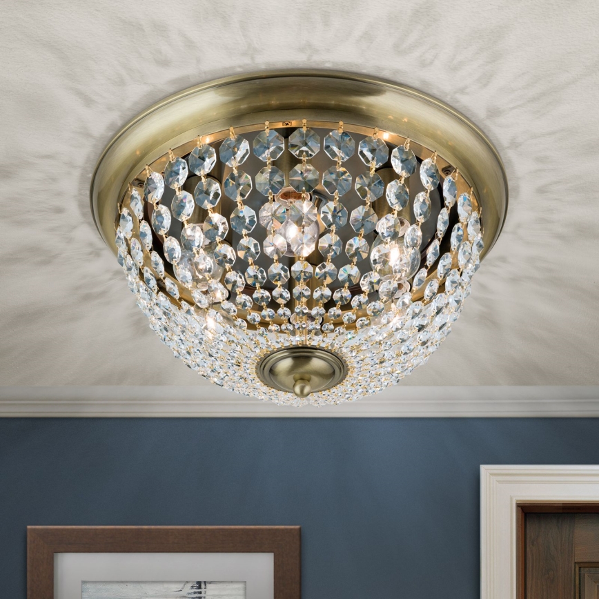 Kristalna stropna svjetiljka PLAFOND 6xE27/40W/230V pr. 47 cm bronca