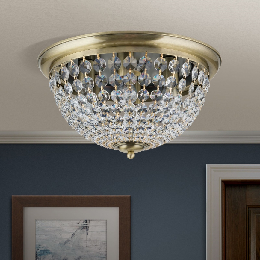 Kristalna stropna svjetiljka PLAFOND 6xE27/40W/230V pr. 47 cm bronca