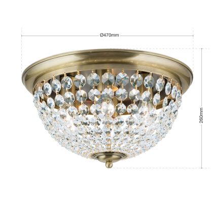 Kristalna stropna svjetiljka PLAFOND 6xE27/40W/230V pr. 47 cm bronca