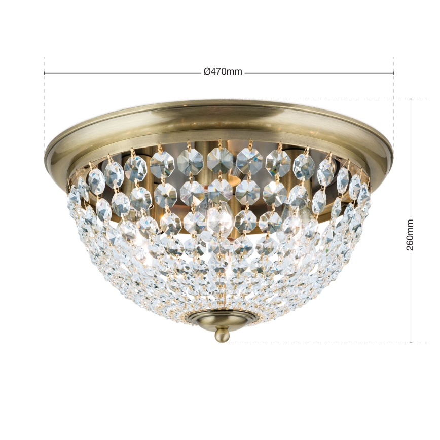 Kristalna stropna svjetiljka PLAFOND 6xE27/40W/230V pr. 47 cm bronca