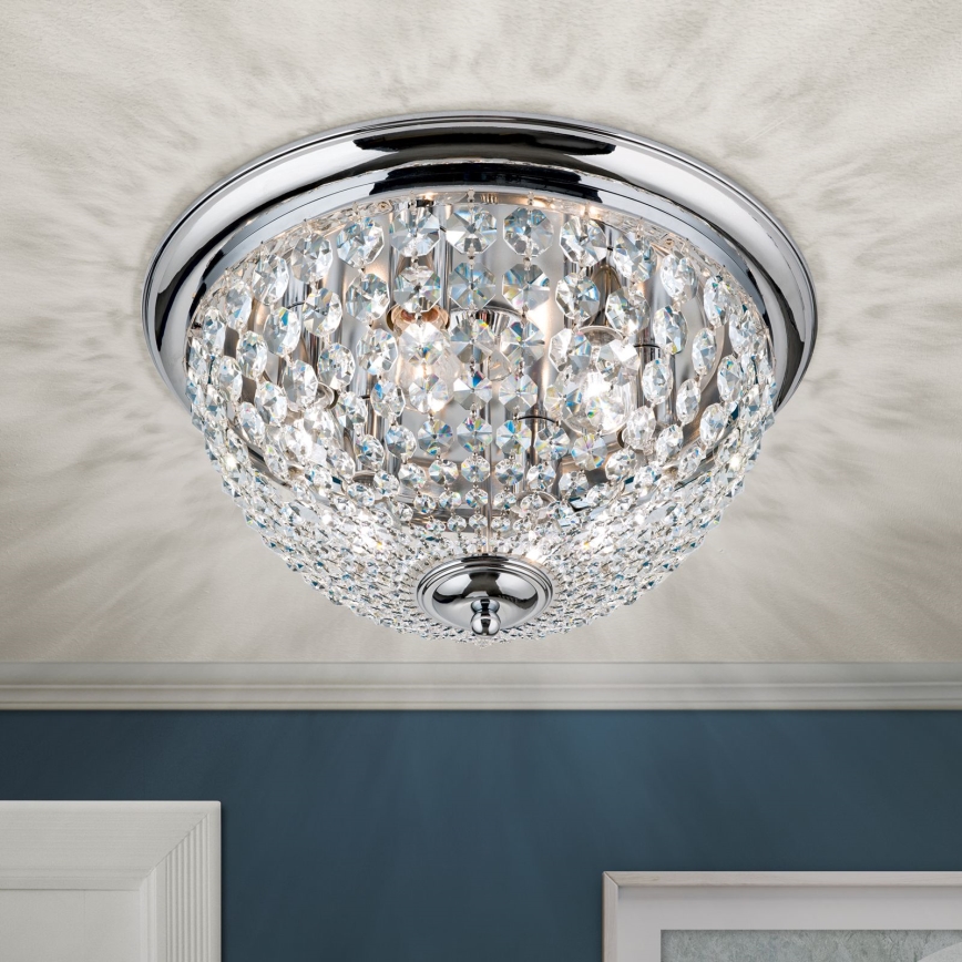 Kristalna stropna svjetiljka PLAFOND 6xE27/40W/230V pr. 47 cm sjajni krom