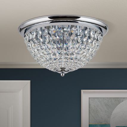 Kristalna stropna svjetiljka PLAFOND 6xE27/40W/230V pr. 47 cm sjajni krom