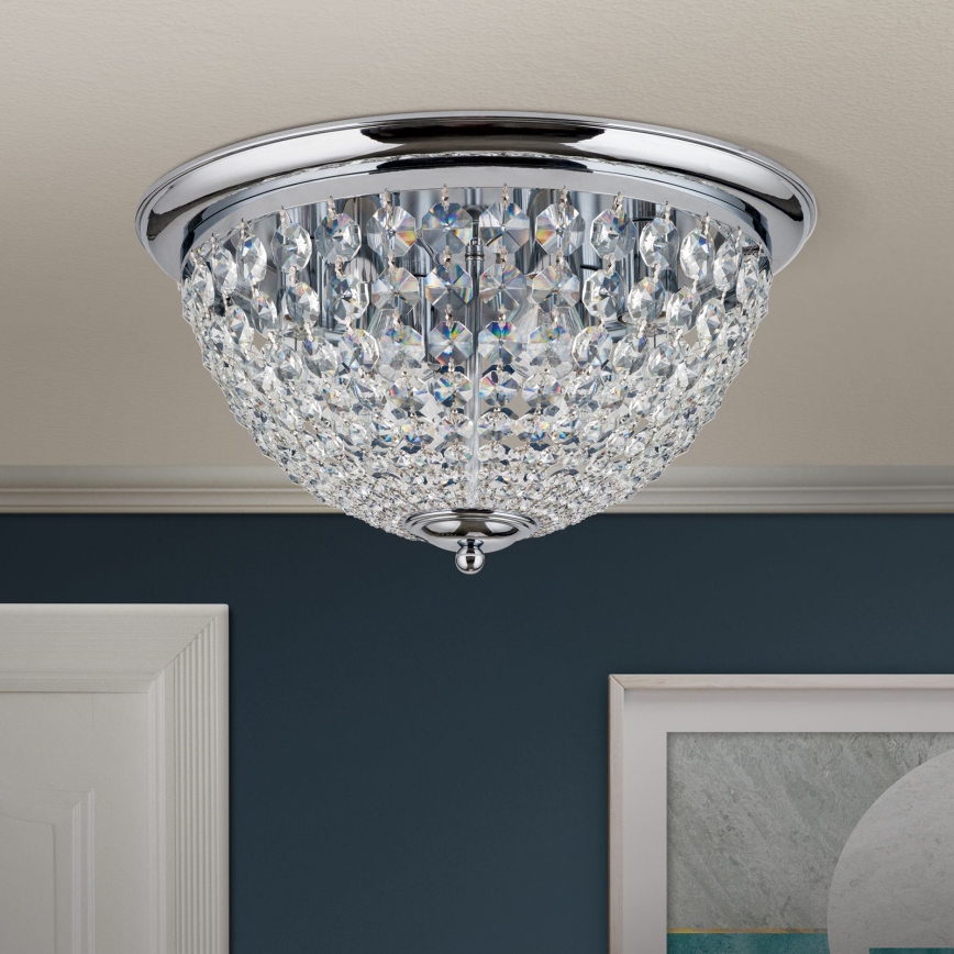 Kristalna stropna svjetiljka PLAFOND 6xE27/40W/230V pr. 47 cm sjajni krom
