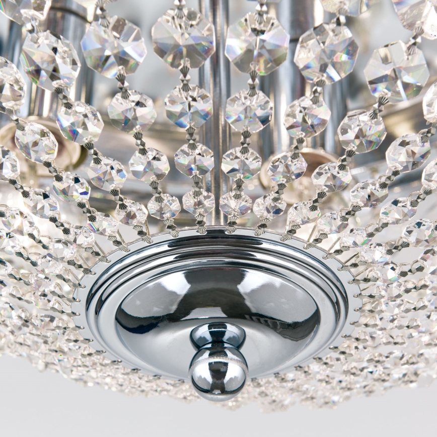 Kristalna stropna svjetiljka PLAFOND 6xE27/40W/230V pr. 47 cm sjajni krom