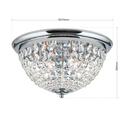 Kristalna stropna svjetiljka PLAFOND 6xE27/40W/230V pr. 47 cm sjajni krom
