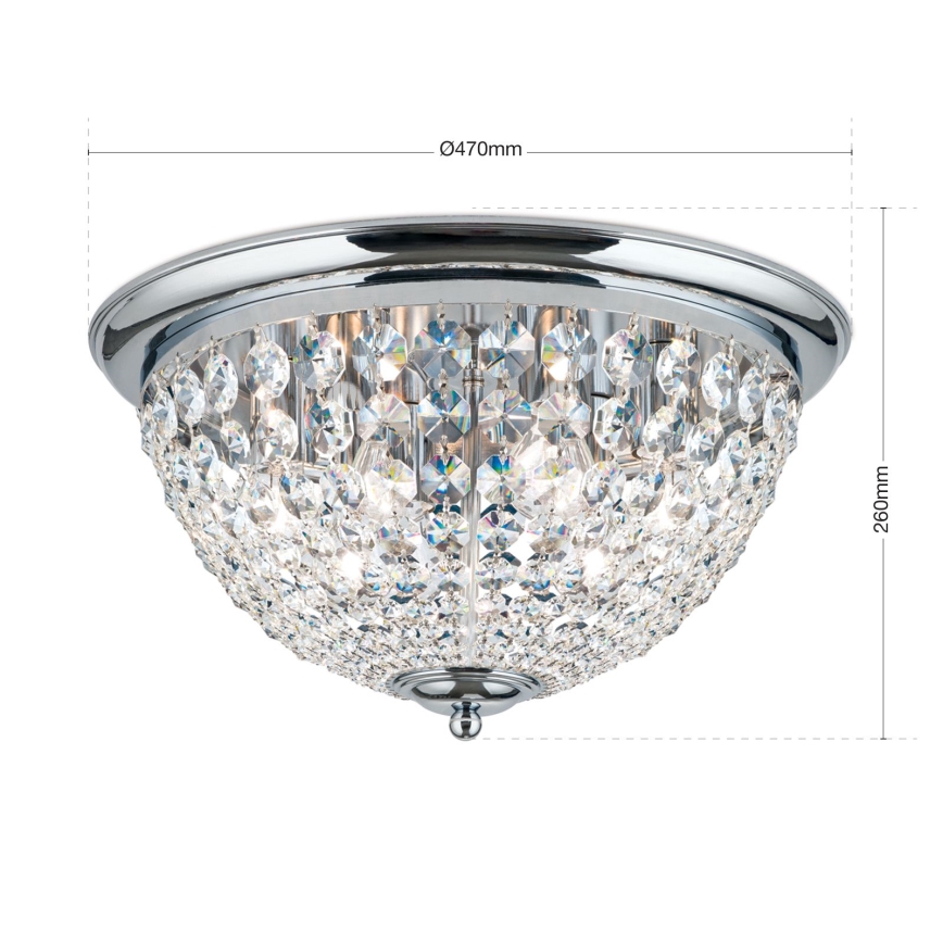 Kristalna stropna svjetiljka PLAFOND 6xE27/40W/230V pr. 47 cm sjajni krom