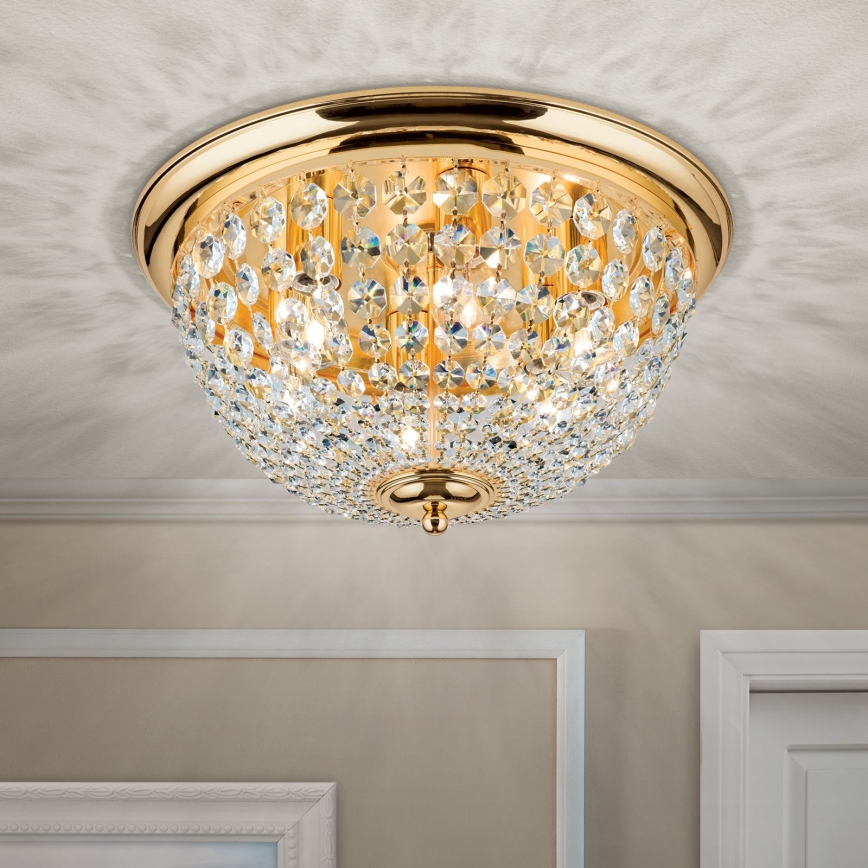 Kristalna stropna svjetiljka PLAFOND 6xE27/40W/230V pr. 47 cm zlatna