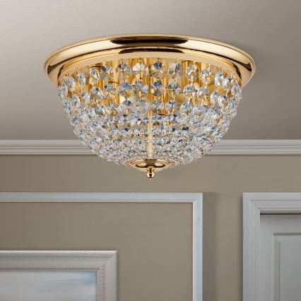 Kristalna stropna svjetiljka PLAFOND 6xE27/40W/230V pr. 47 cm zlatna