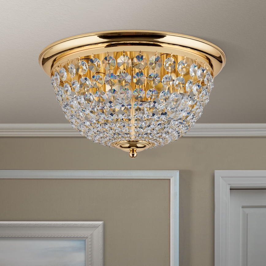 Kristalna stropna svjetiljka PLAFOND 6xE27/40W/230V pr. 47 cm zlatna
