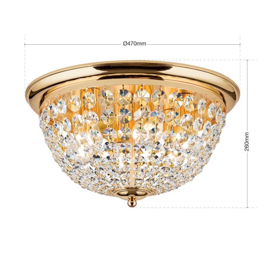 Kristalna stropna svjetiljka PLAFOND 6xE27/40W/230V pr. 47 cm zlatna