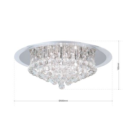 Kristalna stropna svjetiljka GLORIA 6xG9/40W/230V pr. 50 cm prozirna/sjajni krom