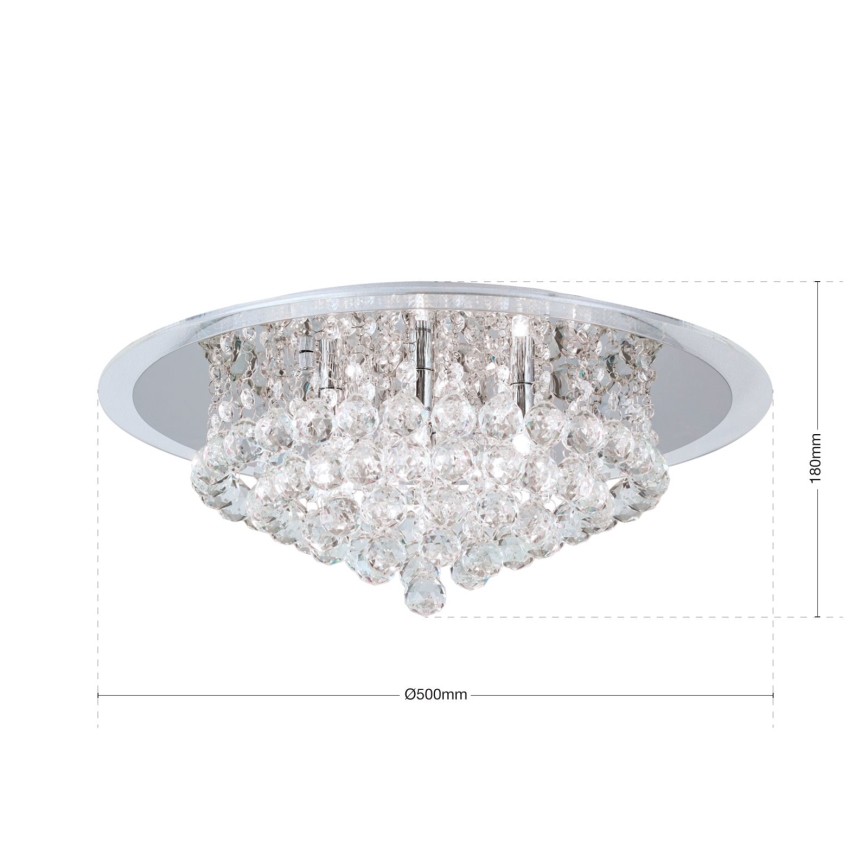 Kristalna stropna svjetiljka GLORIA 6xG9/40W/230V pr. 50 cm prozirna/sjajni krom
