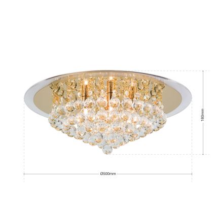 Kristalna stropna svjetiljka GLORIA 6xG9/40W/230V pr. 50 cm zlatna