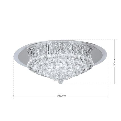 Kristalna stropna svjetiljka GLORIA 9xG9/40W/230V pr. 62 cm prozirna/sjajni krom