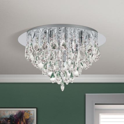 Kristalna stropna svjetiljka CELESTE 6xG9/40W/230V pr. 45 cm sjajni krom