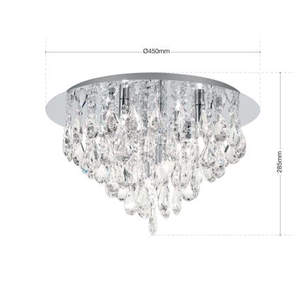 Kristalna stropna svjetiljka CELESTE 6xG9/40W/230V pr. 45 cm sjajni krom