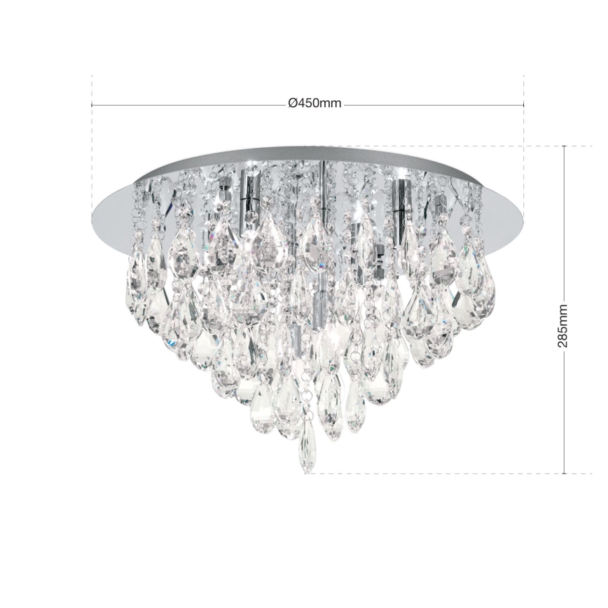 Kristalna stropna svjetiljka CELESTE 6xG9/40W/230V pr. 45 cm sjajni krom