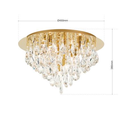 Kristalna stropna svjetiljka CELESTE 6xG9/40W/230V pr. 45 cm zlatna