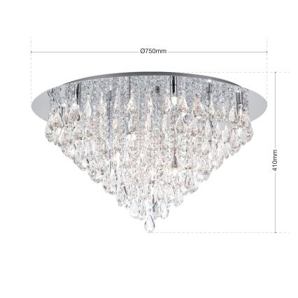 Kristalna stropna svjetiljka CELESTE 12xG9/40W/230V pr. 75 cm sjajni krom