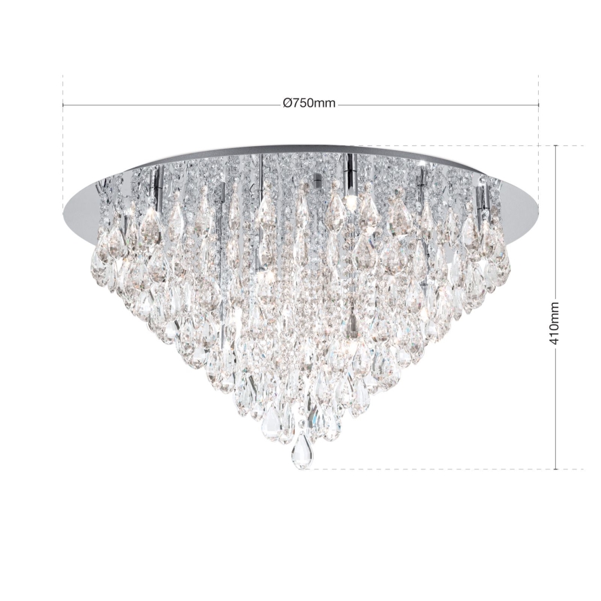 Kristalna stropna svjetiljka CELESTE 12xG9/40W/230V pr. 75 cm sjajni krom