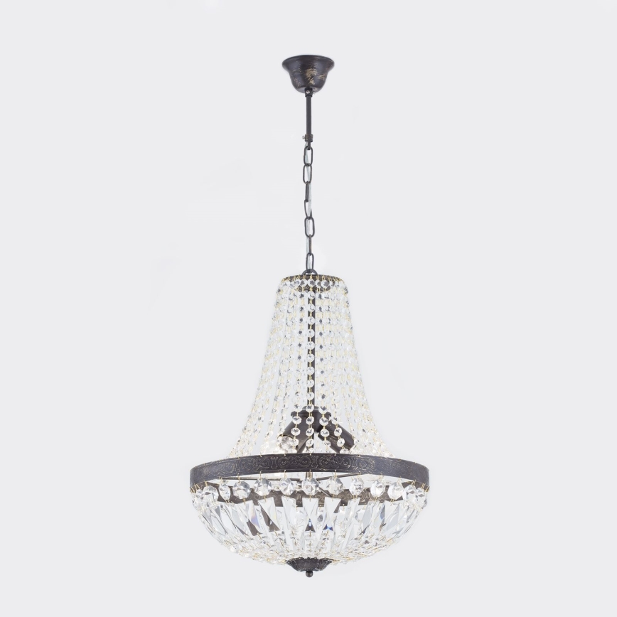 Kristalni luster na lancu ARILA 3xE27/60W/230V pr. 40 cm smeđa/patina