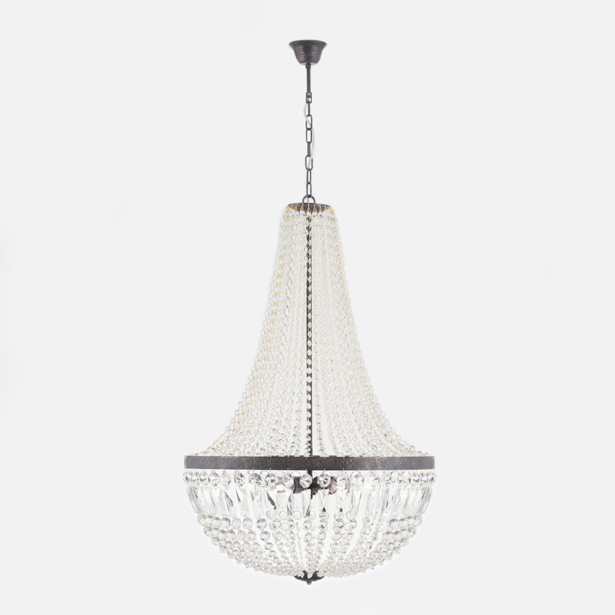 Kristalni luster na lancu ARILA 6xE27/60W/230V pr. 60 cm smeđa/patina