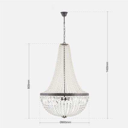 Kristalni luster na lancu ARILA 6xE27/60W/230V pr. 60 cm smeđa/patina