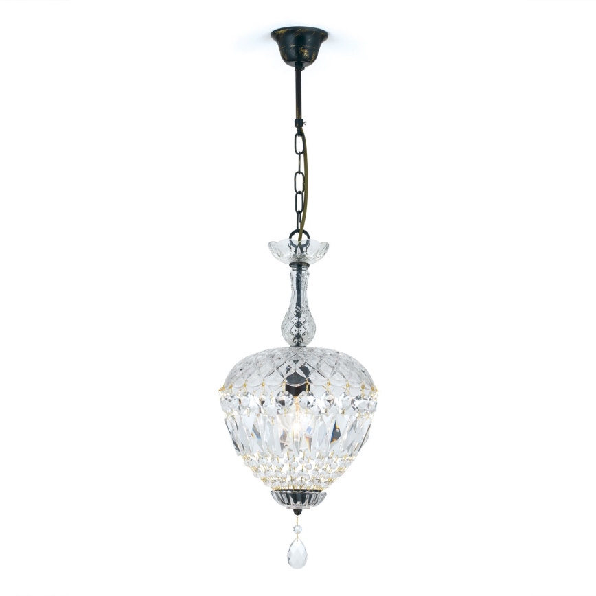 Kristalni luster na lancu ARILA 1xE27/60W/230V pr. 25 cm smeđa/patina