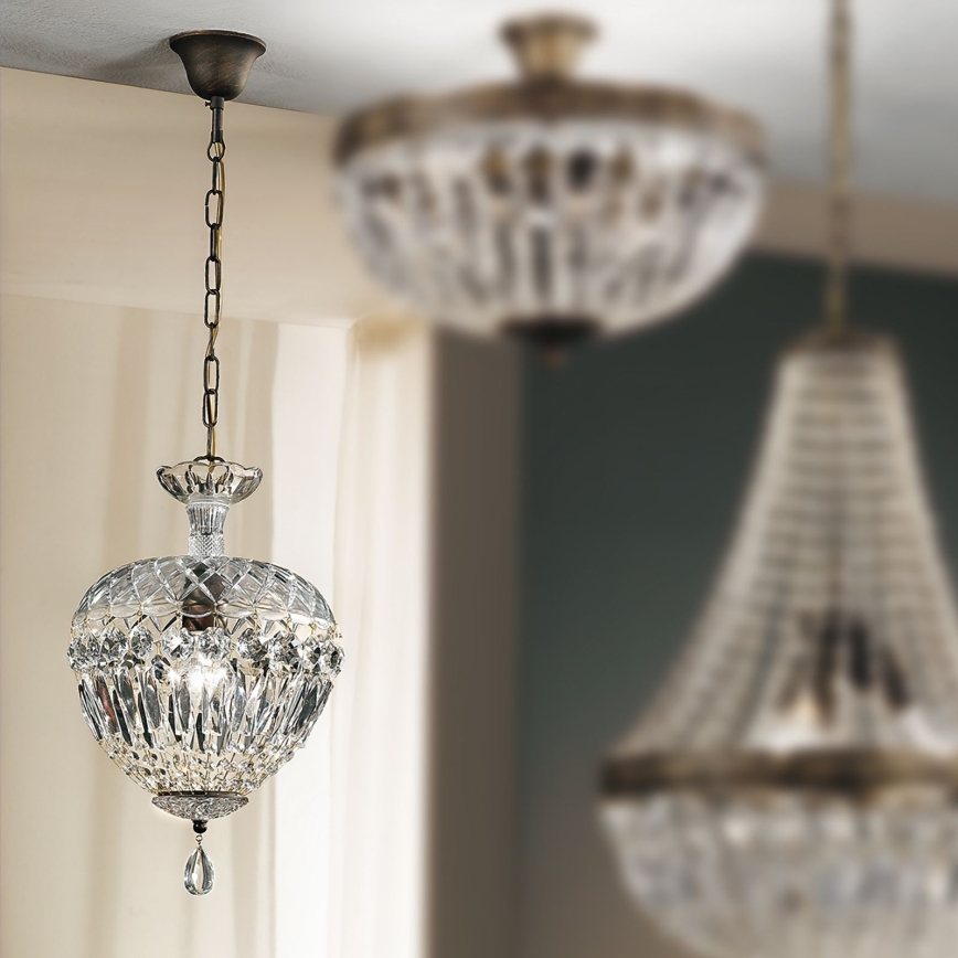 Kristalni luster na lancu ARILA 1xE27/60W/230V pr. 25 cm smeđa/patina