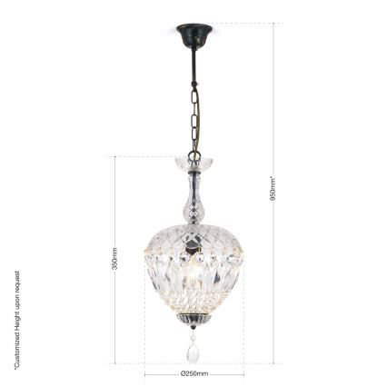 Kristalni luster na lancu ARILA 1xE27/60W/230V pr. 25 cm smeđa/patina