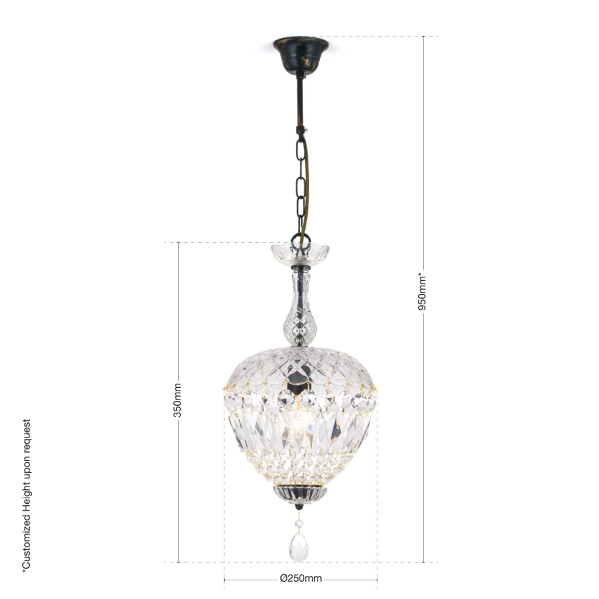 Kristalni luster na lancu ARILA 1xE27/60W/230V pr. 25 cm smeđa/patina