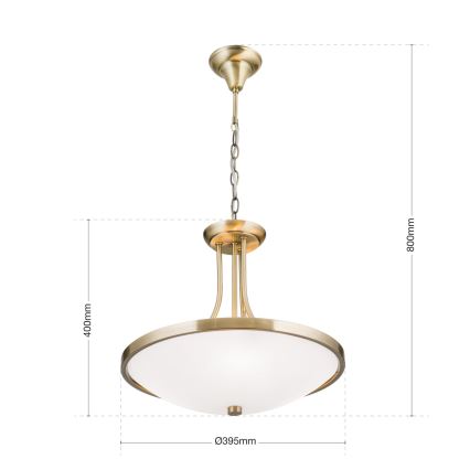 Luster na lancu AIDA 3xE27/60W/230V pr. 39,5 cm mesing