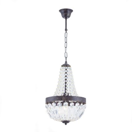 Kristalni luster na lancu ARILA 1xE27/60W/230V pr. 25,5 cm smeđa/patina