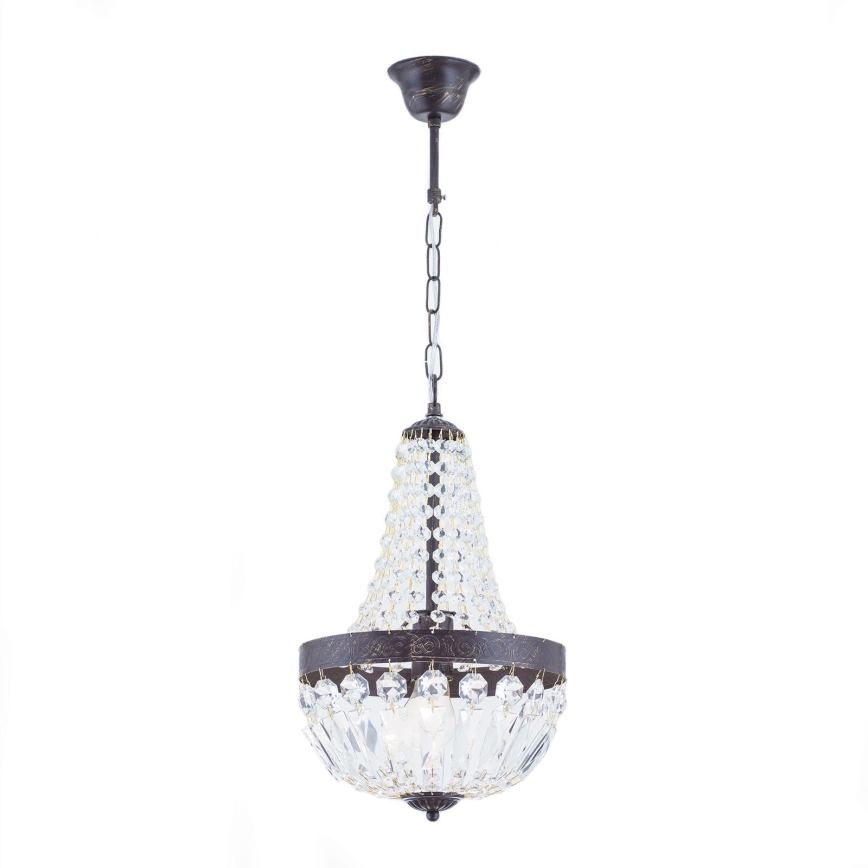 Kristalni luster na lancu ARILA 1xE27/60W/230V pr. 25,5 cm smeđa/patina